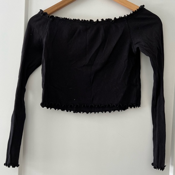 H&M - Cropped Off The Shoulder Long Sleeve Ribbed Top - Picture 3 of 4